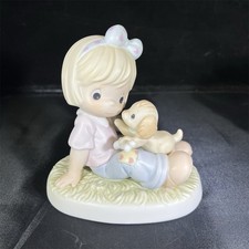 Precious Moments Girl with Dog Porcelain Figurine No Bones About It