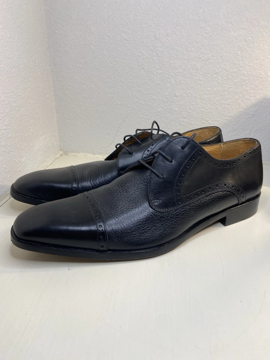 Saks Fifth Avenue Damon Mens 10.5M Black Leather Apron Toe Slip On Loafers Shoes saks fifth avenue mens shoes products for sale | eBay main image 4