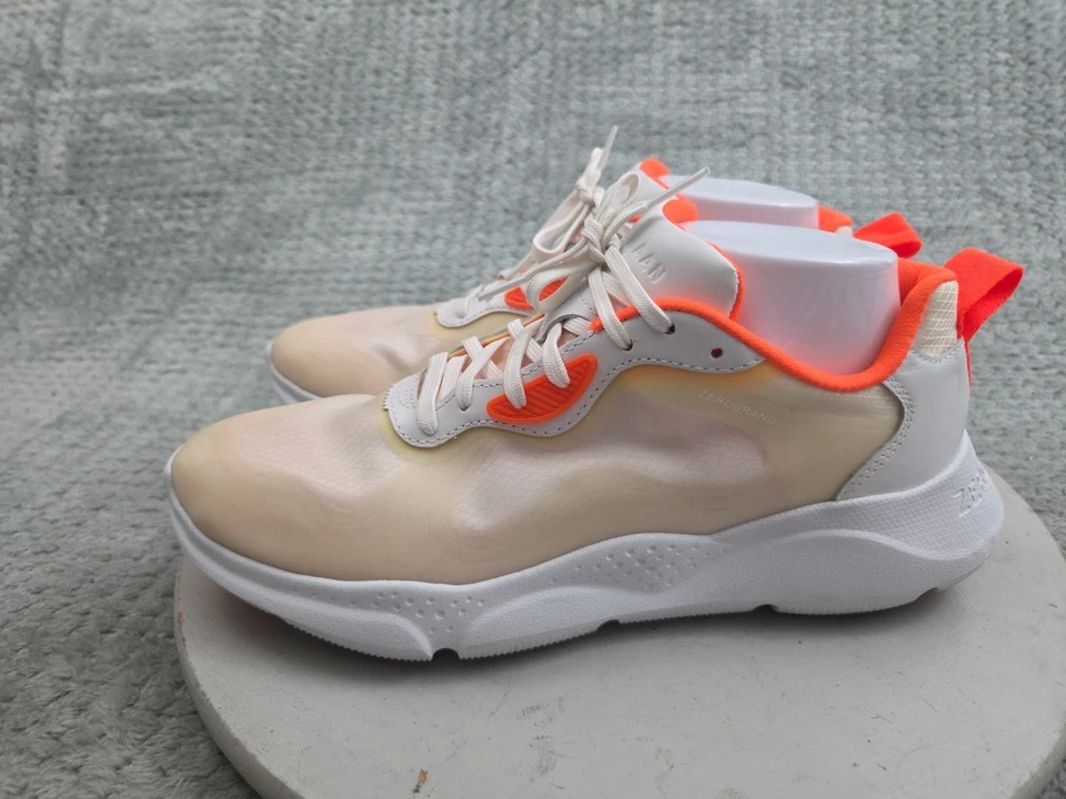 Cole Haan Zero Grand Sneakers Womens 10 B White Orange Lace Up Athletic Shoes - Image 2 of 4