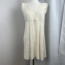 Y2K Gap Body Dress Womens Medium Cream Ditzy Floral Babydoll Sleepwear Coquette