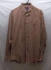 Mens Dockers M 15-15.5 Dress Button Down Shirt Plaid Oxford Collar Pocket LS EUC