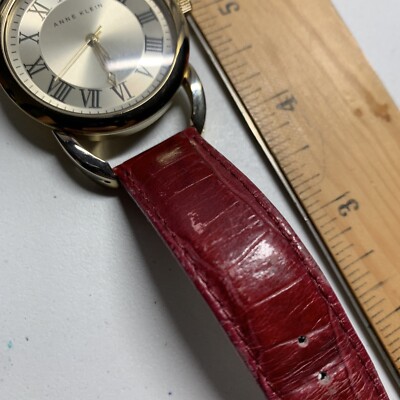 Anne Klein AK1178 Women\'s 37 mm Red Leather Band Gold Tone Stainless Steel Case Anne Klein AK1178 Women main image 3
