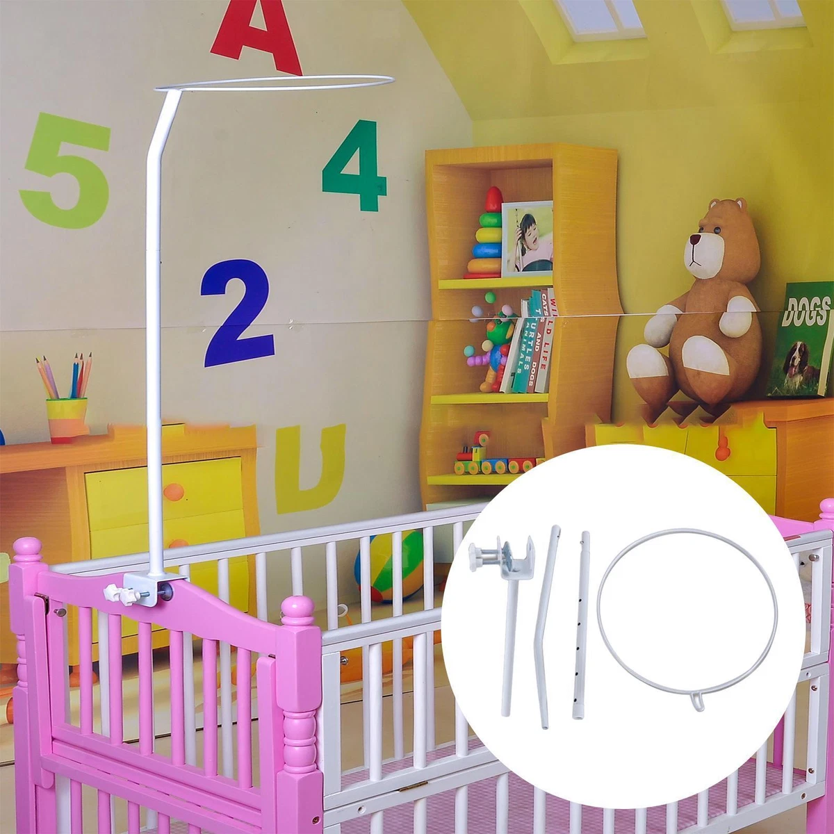 Crib Canopy Holder Convenient Cot Net Bracket for Nursery Bedroom