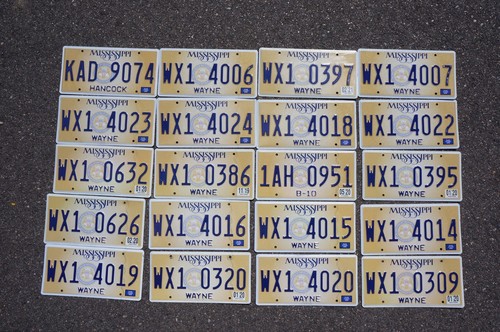 Bulk LOT OF 20 MISSISSIPPI LICENSE PLATES - STATE SEAL BROWN License Plate Tags
