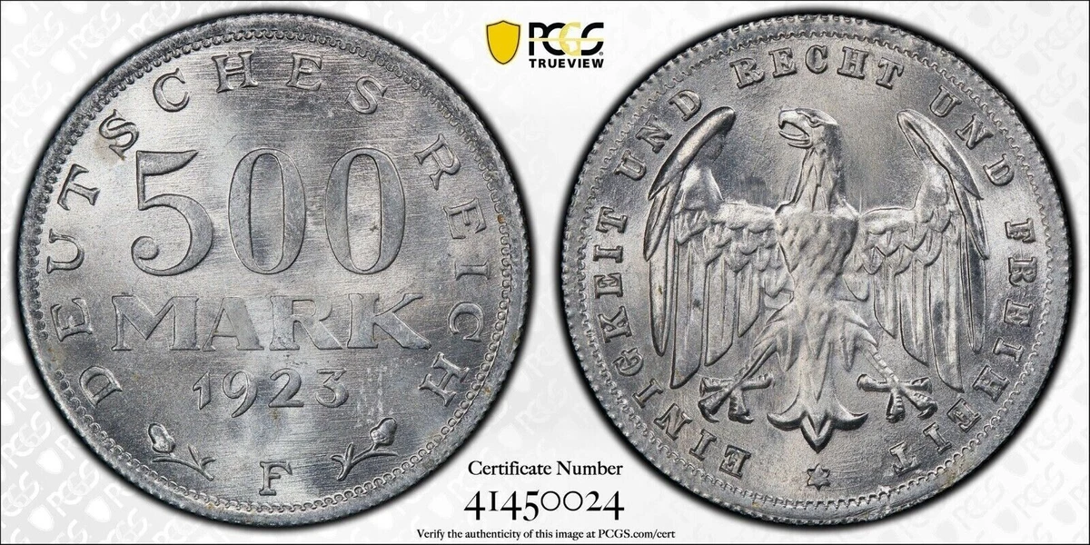 1923A ドイツ 500マルク NGC MS65 1923A ドイツ 500マルク NGC MS65 1923-F Germany 500 Mark PCGS MS65