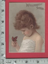 D855 Willimantic Cotton Sewing Thread trd cd girl child w/ monarch  butterfly