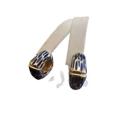 Vintage Signed Ciner Enamel Huggie Clip Earrings (A2375)