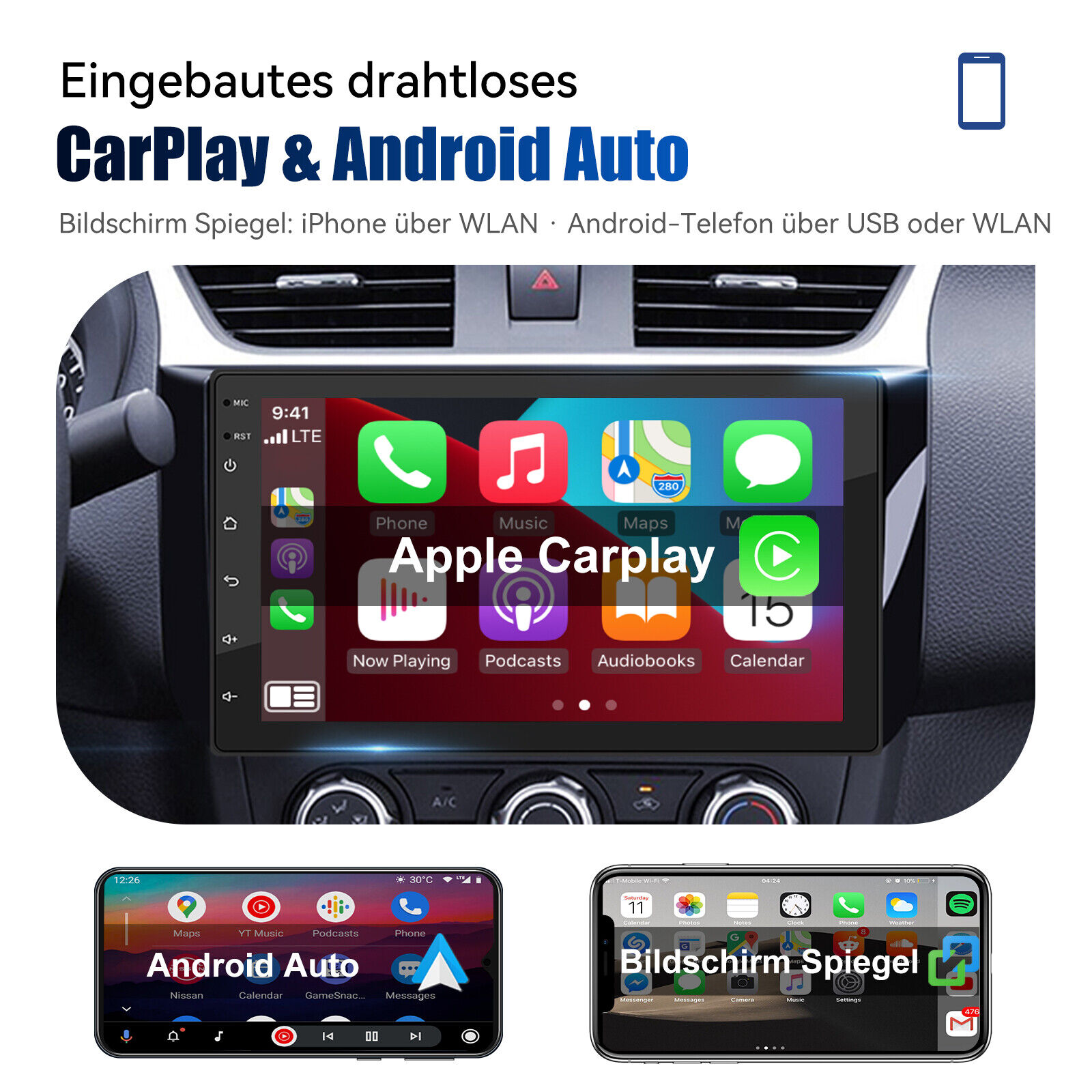 DAB Android 13 Autoradio 2 DIN 32G Carplay 7 Zoll GPS NAVI RDS Bluetooth Kamera