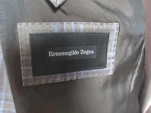 ERMENEGILDO ZEGNA Wool Brown Blue Plaid Jacket RECENT 54R IT 44R US Dual Vent - Picture 6 of 7