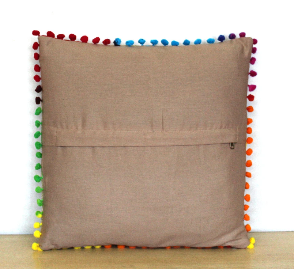 New 16" Pillow Cover 24" Square Jute Embroidery Cushion Cover 18" Pillowcase D6 - Image 2 of 2