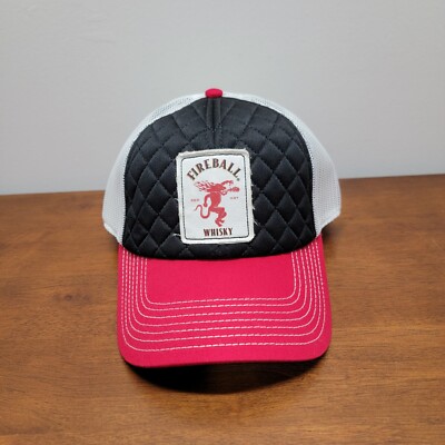 Fireball Whisky Snapback Quilted Mesh White Red Black Baseball Trucker Cap Hat