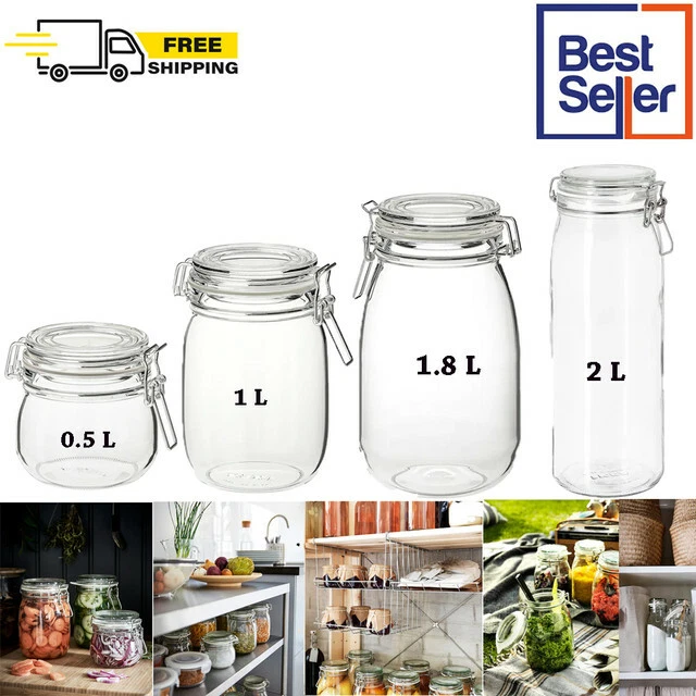 Ikea KORKEN Mason Jar High Quality Lid Clear Glass Food Storage Bottle Kitchen