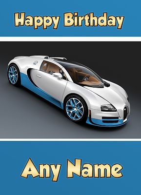 Fetes Occasions Speciales Personnalise Carte Anniversaire Bugatti Voiture Sport Son Petit Fils Fille O Cartes De Voeux Papeterie