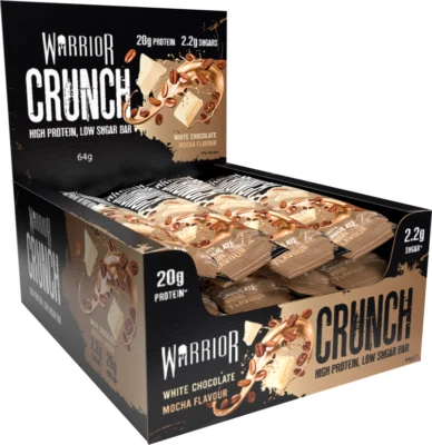 WARRIOR SUPPLEMENTS Protein Bars Warrior Crunch - 12 Pack, Smart Low Price Snack - White Choc Mocha