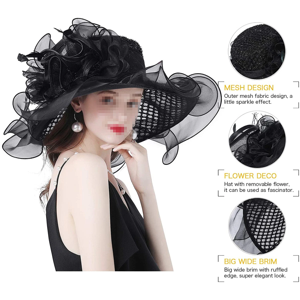 Kentucky Derby Hat Flounce Cocktail Tea Party Church Dress Fedora