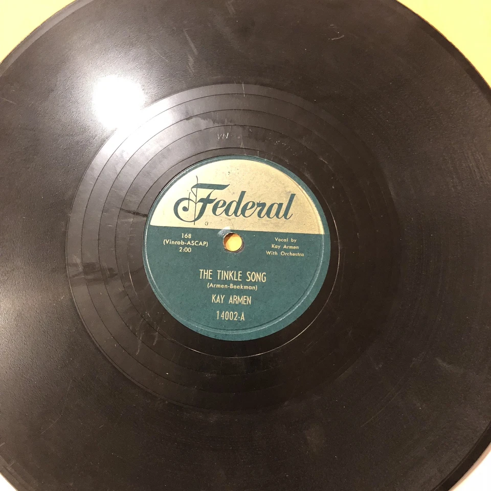 KAY ARMEN & THE RAY CHARLES SINGERS 78 rpm FEDERAL 14002 Just In Case  EX - Image 2 of 3