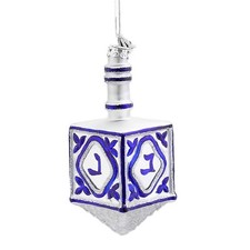 Kurt Adler 4-1/4-Inch Noble Gems Glass Jewish Dreidel Ornament for Hanukkah