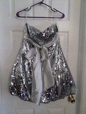 SCALA Silver Sequin Prom/Evening/Holiday/Pagent/New Years Dress Sz 8 NWT