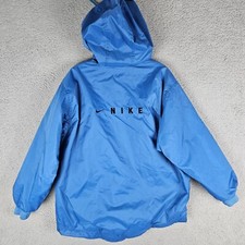 90s Vintage Nike Swoosh Zip Up Jacket Hoodie Womens Size Medium Blue