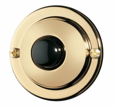 NuTone  PB67PB Polished Brass Push Button Doorbell   Classic Style Vintage Look