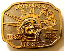 Vintage Statue of Liberty 100 Years of Liberty Belt Buckle 1886-1986 02A
