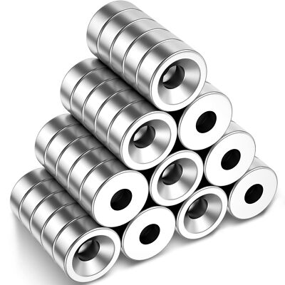 10 30 50 Countersunk Ring Magnets 3/8'' x 1/8''  Rare Earth Neodymium Disc