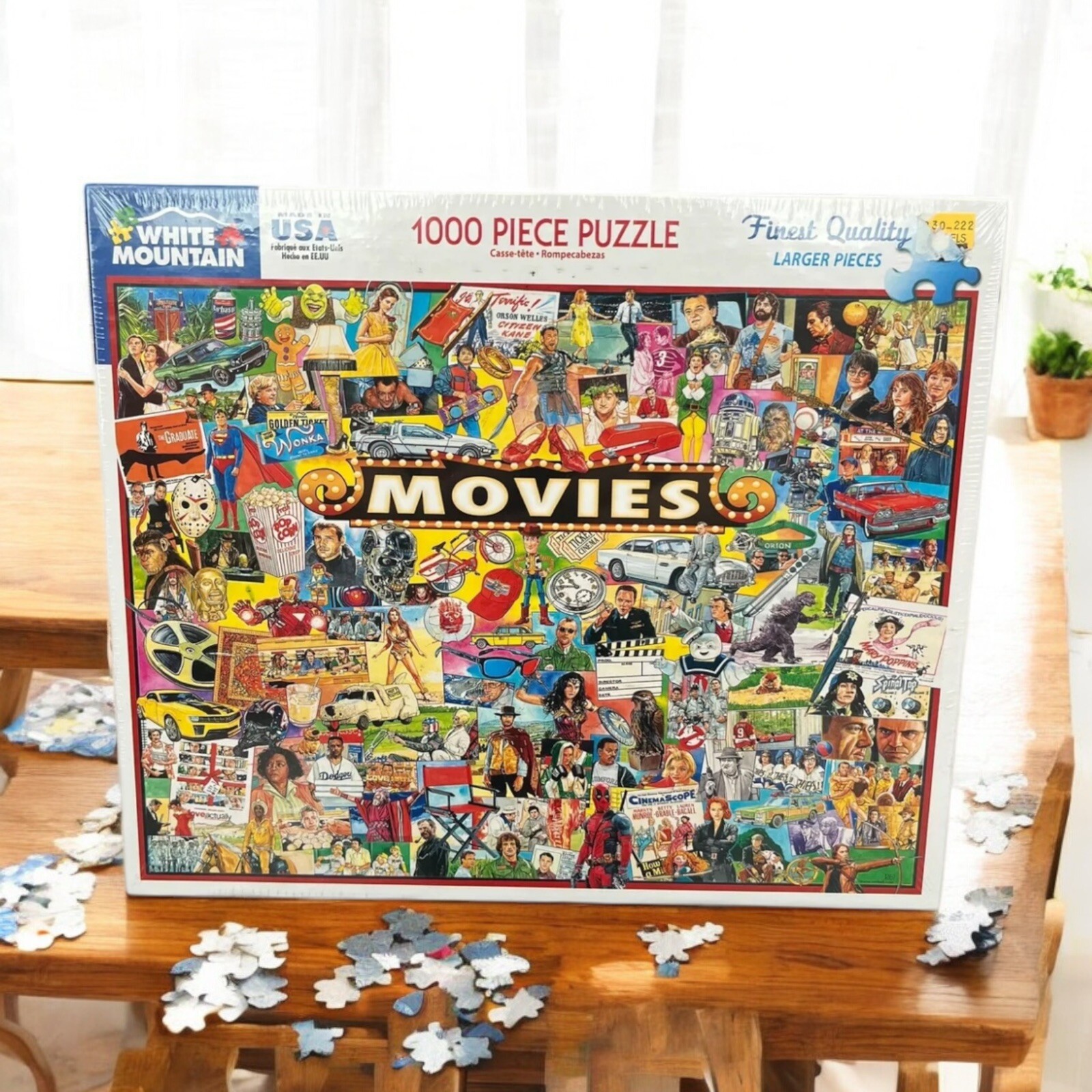 New! White Mountain Puzzles The Movies 1000 Pc Jigsaw Puzzle Poster Box 24