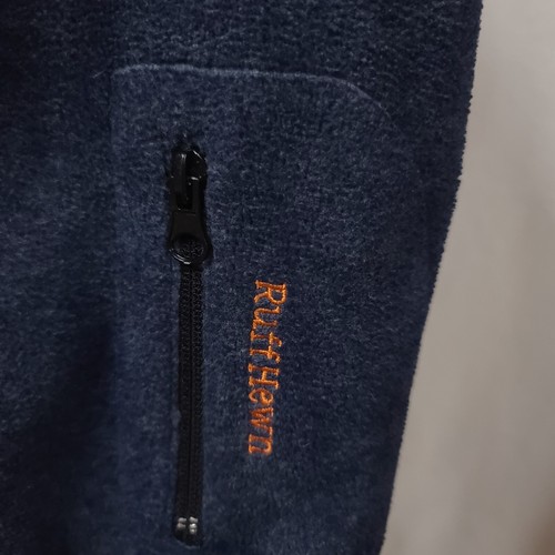 Ruff Hewn Well Worn Mens Large Blue Full Zip Long Sleeve Fleece Logo Jacket - Picture 5 of 13