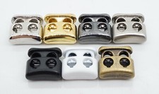 70 pcs Assorted 7 Color Metal Double Hole Cord Locks End Spring Elastic Toggle