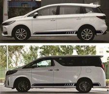  2pcs Car Racing Long Stripe Graphics Side Body Vinyl Decal Sticker Decor Black 