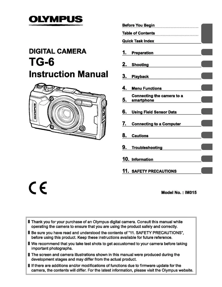 MANUAL DE INSTRUCCIONES IMPRESO OLYMPUS TG-6 MANUAL DE INSTRUCCIONES MANUAL DE USUARIO 166 PÁGINAS +