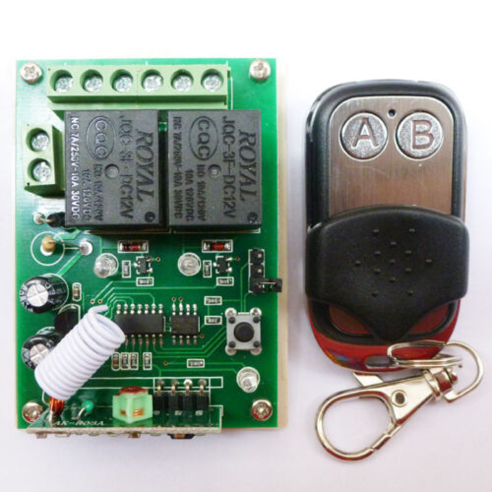 2 Switch EV1527 Encoder Keyfob 2 Ways Relay Receiver Controller 433 ...