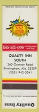 Matchbook Cover - Quality Inn South Birmingham AL