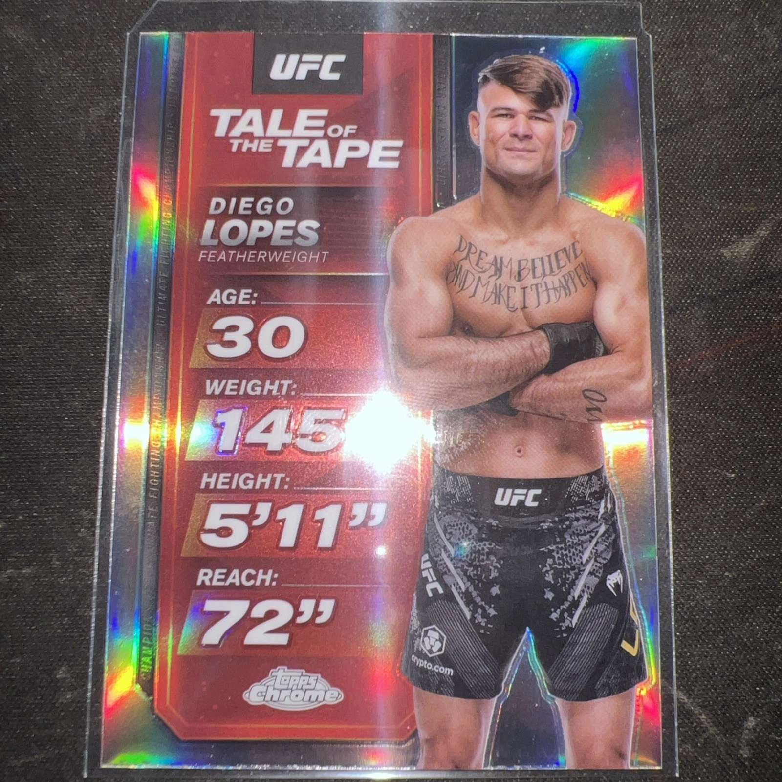 2025 Topps Chrome Diego Lopes UFC #TTT-17 Tale of the Tape Refractor