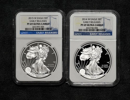 2014-W  2015-W $1 Proof American Silver Eagles NGC PF69 UCAM Early Releases