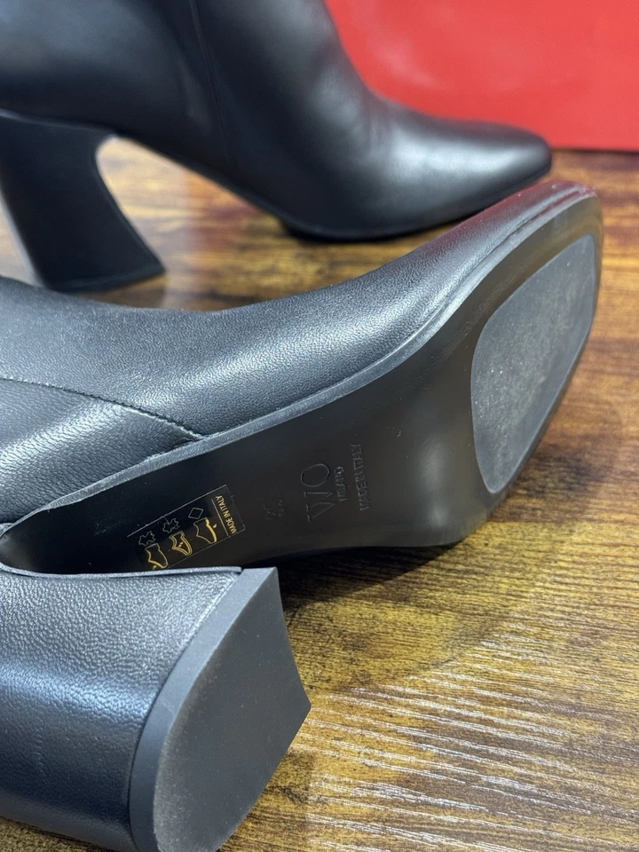 WO Milano Bottes Femme Cuir Noir Super Doux Casual Tacco Luxe 39 - Photo 4/4