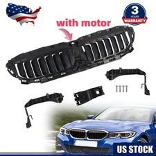 Front Upper Radiator Grille Active Shutter For 2019-22 BMW 330i G20 G21 W/Motor