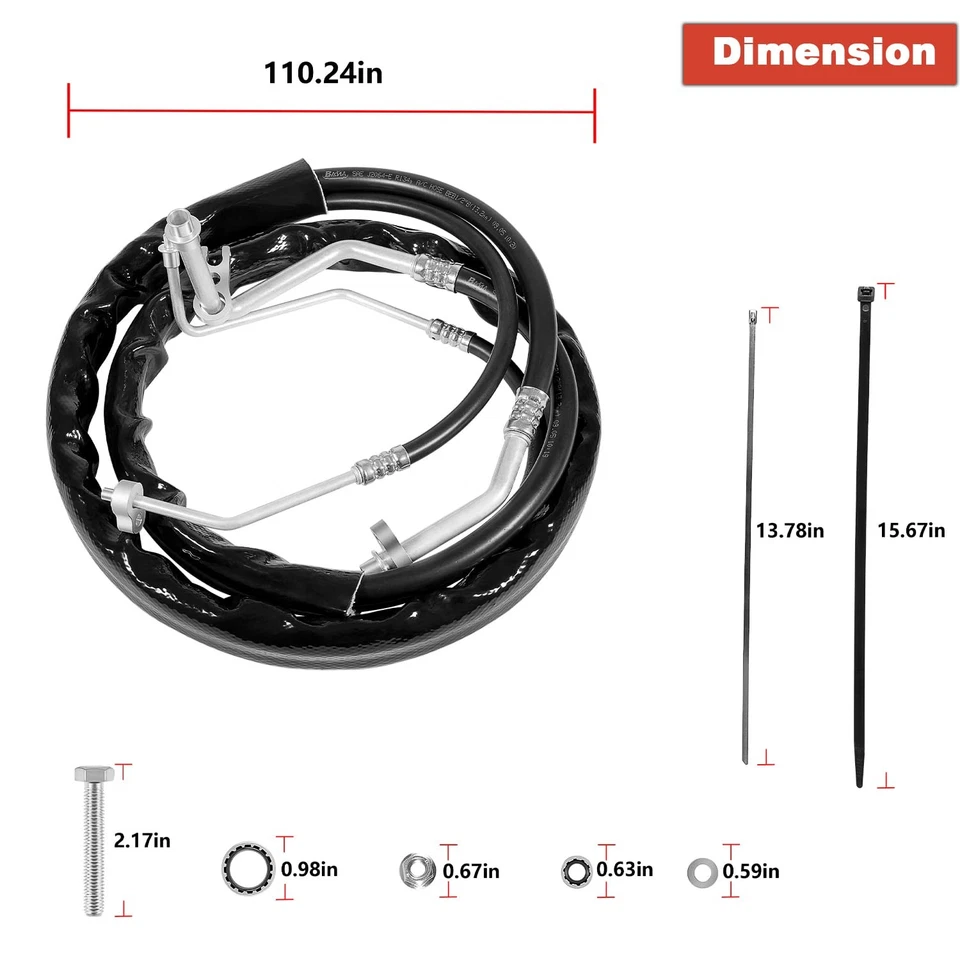 Juego de mangueras de aire acondicionado trasero para Dodge Grand Caravan 2012-2019 C68100 Foto 2 de 4