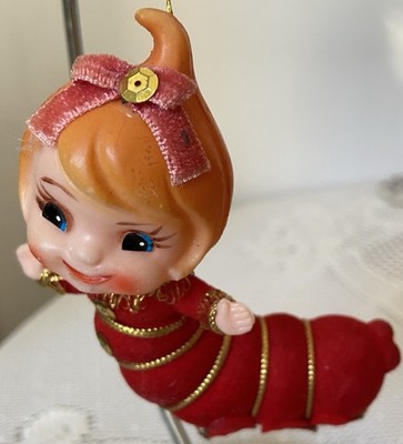 Vintage Rare Christmas MCM 60s Anthropomorphic Pixie Bug Caterpillar Decoration