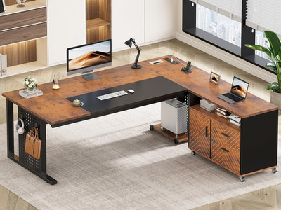 SEDETA 71'' Executive Desk with Rolling File Cabinet, Large Office Desk with Draw