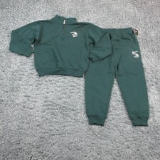 3BRAND 2 Piece Sweatsuit Set Kids Size 10 Green Sweatshirt Pants Fleece NWT