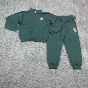 3BRAND 2 Piece Sweatsuit Set Kids Size 10 Green Sweatshirt Pants Fleece NWT