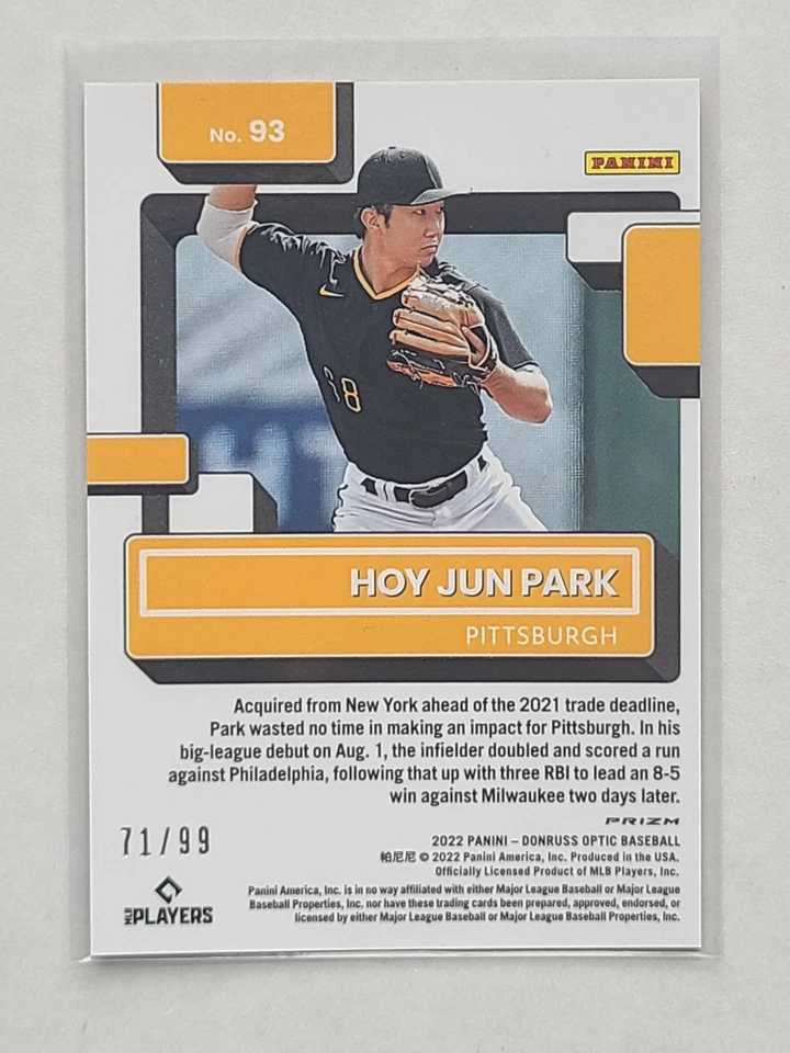 2022 Panini Donruss Optic Hoy Jun Park Red Pandora Prizm RC /99 - Image 2 of 2