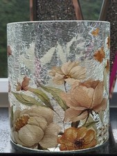 Floral Design Hurricane Vase Candle, Tea Lights Holder Glass Pillar Aroma Home