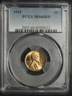 1941 PCGS MS-66 RD Lincoln Wheat Cent