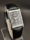 Vintage Seiko Slim Tank Quartz Men Black Dial Dress Watch-Free DDP Shipping