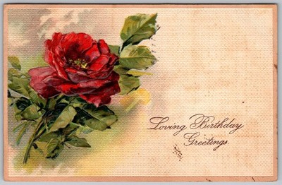 Antique Postcard Loving Birthday Rose Melbourne, FL 1900s