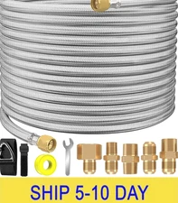 48Ft High Pressure Braided Propane Hose Extension and Fittings with Conversion C