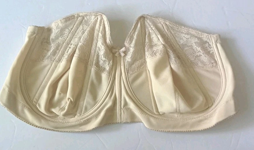 Goddess Lace Strapless Bra Underwire Size 40DD Beige Style #389 Vintage Boning - Image 3 of 4