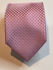 Jos A Bank Traveler Silk Tie Pink Blue Dot Microprint Stain Resistant New